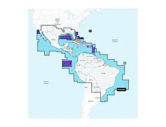 Garmin Mexico, Caribisch gebied naar Brazilië - binnen- en kustwateren Waterkaarten