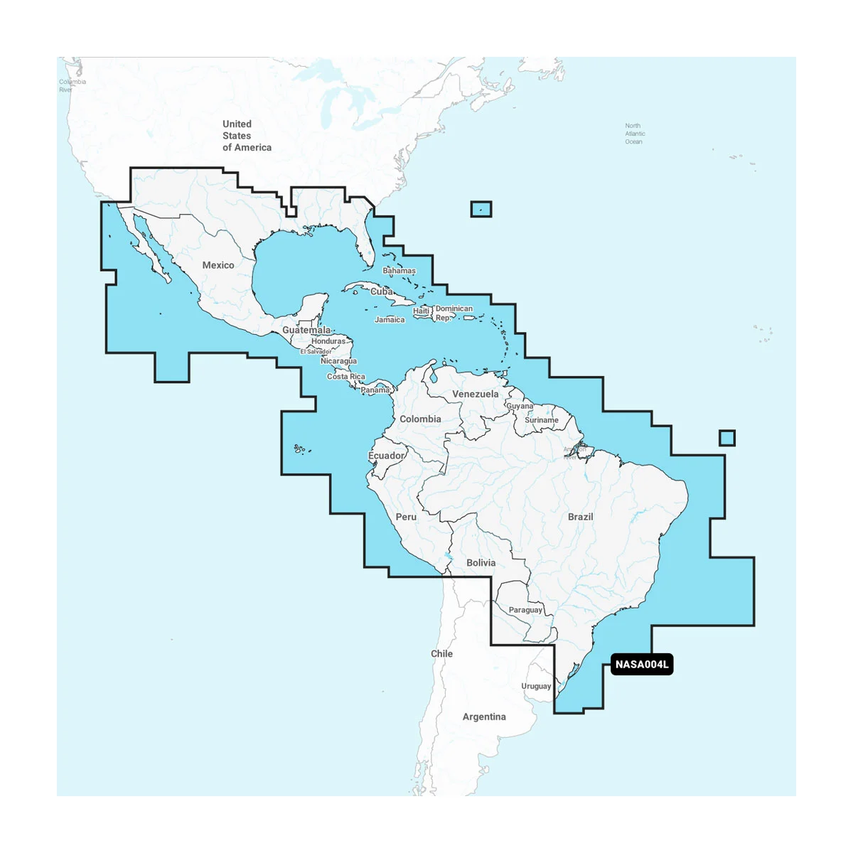 Garmin Mexico, Caribisch gebied naar Brazilië - Waterkaarten van binnen- en kustwateren