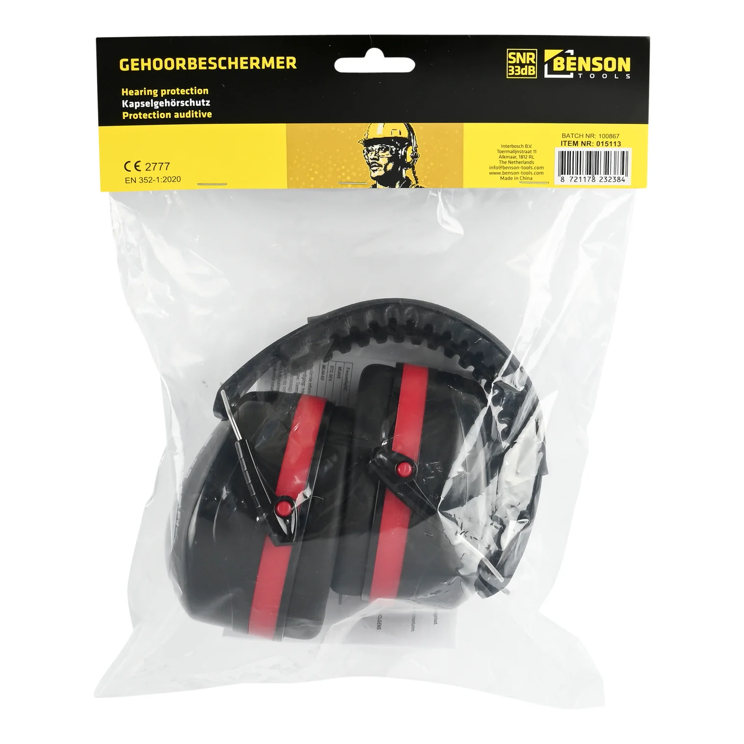Benson Tools Gehoorbeschermer zwart rood, foto 6 van 6