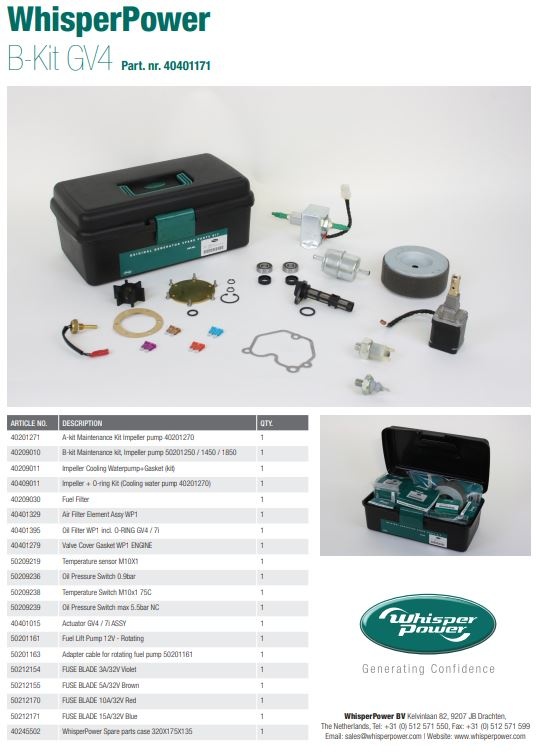 WhisperPower B-kit Onderhoudsonderdelen