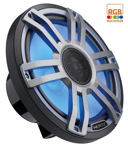 Hertz HMX 8 S-LD-G - 8" Marine Sport high performance coax speakers grijs RGB LED, set van 2