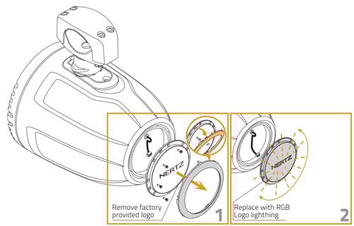 Hertz Hertz HTX RGB C LOGO.1 - Marine Tower RGB logo zwart, per stuk