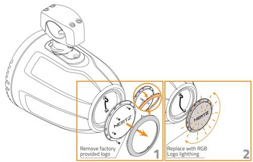 Hertz HTX RGB C LOGO.1 - Marine Tower RGB logo zwart, per stuk