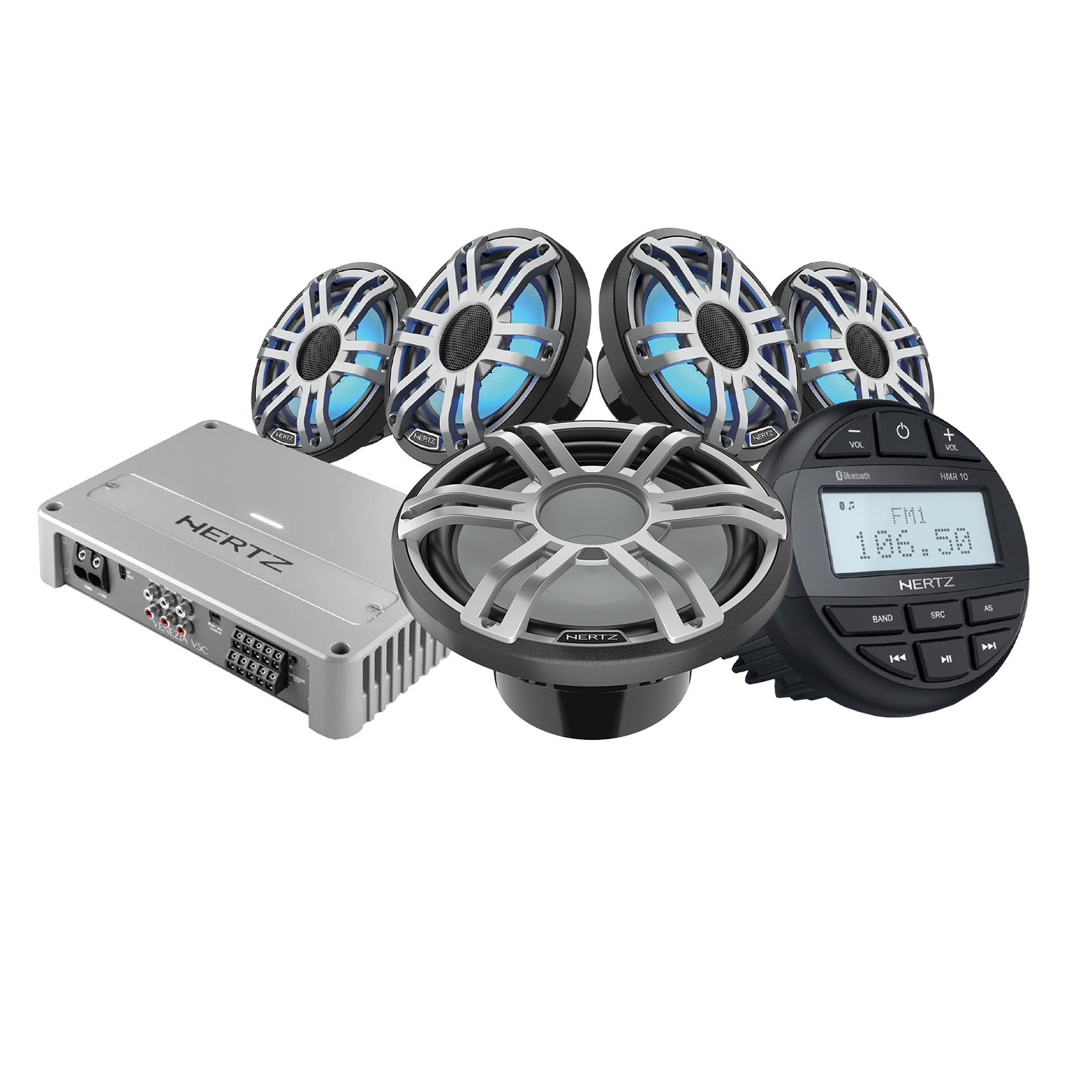 Hertz KIT HMR10 HEX6.5 HMS10 Sport Grijs V5C 12V, RGB