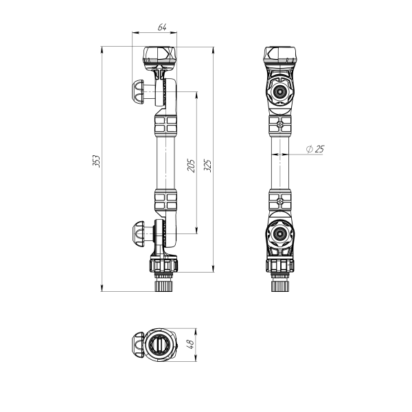 Borika verlengstuk met swivel 205mm