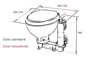 RM69 Toilet met handpomp, grote porseleinen pot en kunststof bril