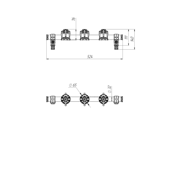 Borika ronde rail met 3 montage voeten 500mm