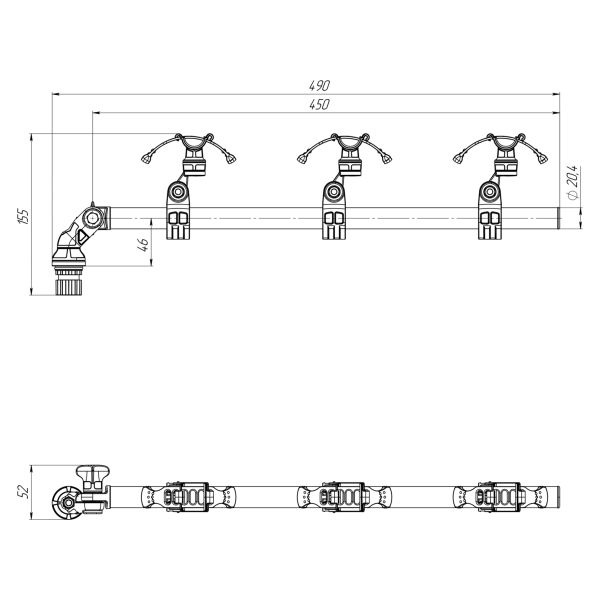 Borika hengelhouder voor drie hengels