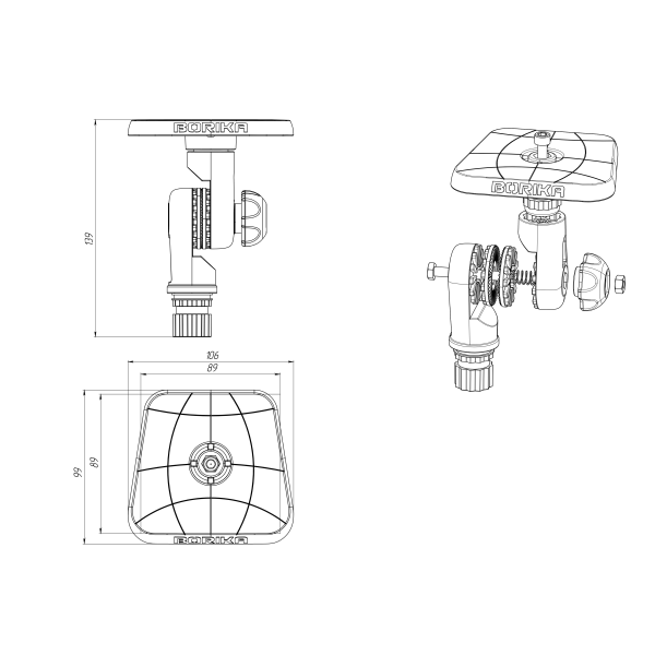 Borika montageplaat met swivel voor schermen max 7", foto 2 van 2