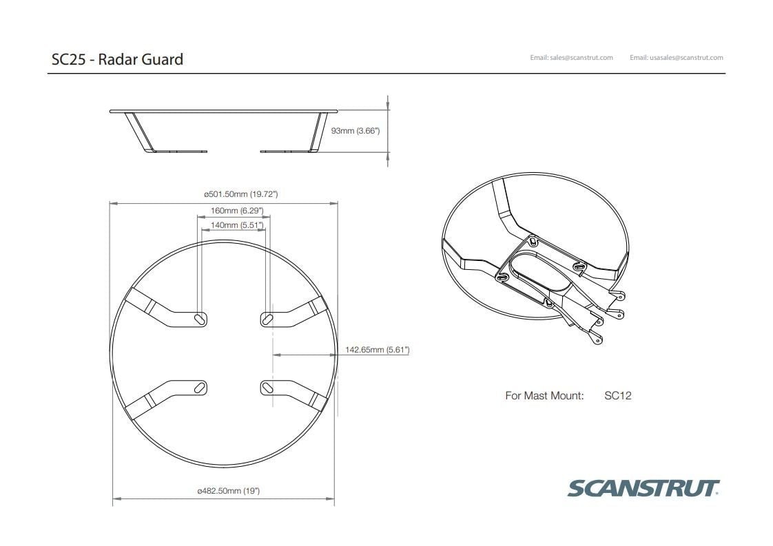 Scanstrut Beschermbeugel RVS voor radome tot 45 cm