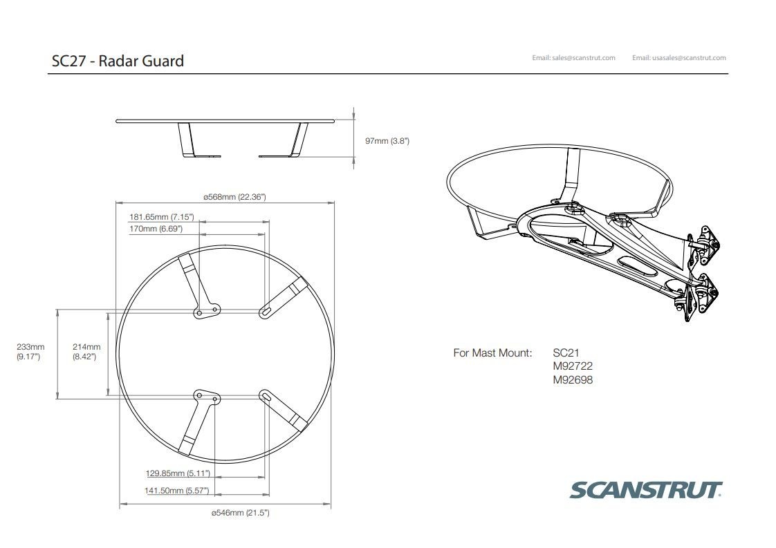 Scanstrut Beschermbeugel RVS voor Raymarine 2 KW
