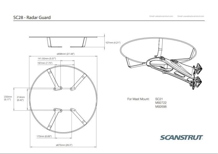 Scanstrut Beschermbeugel RVS voor Raymarine 4 KW
