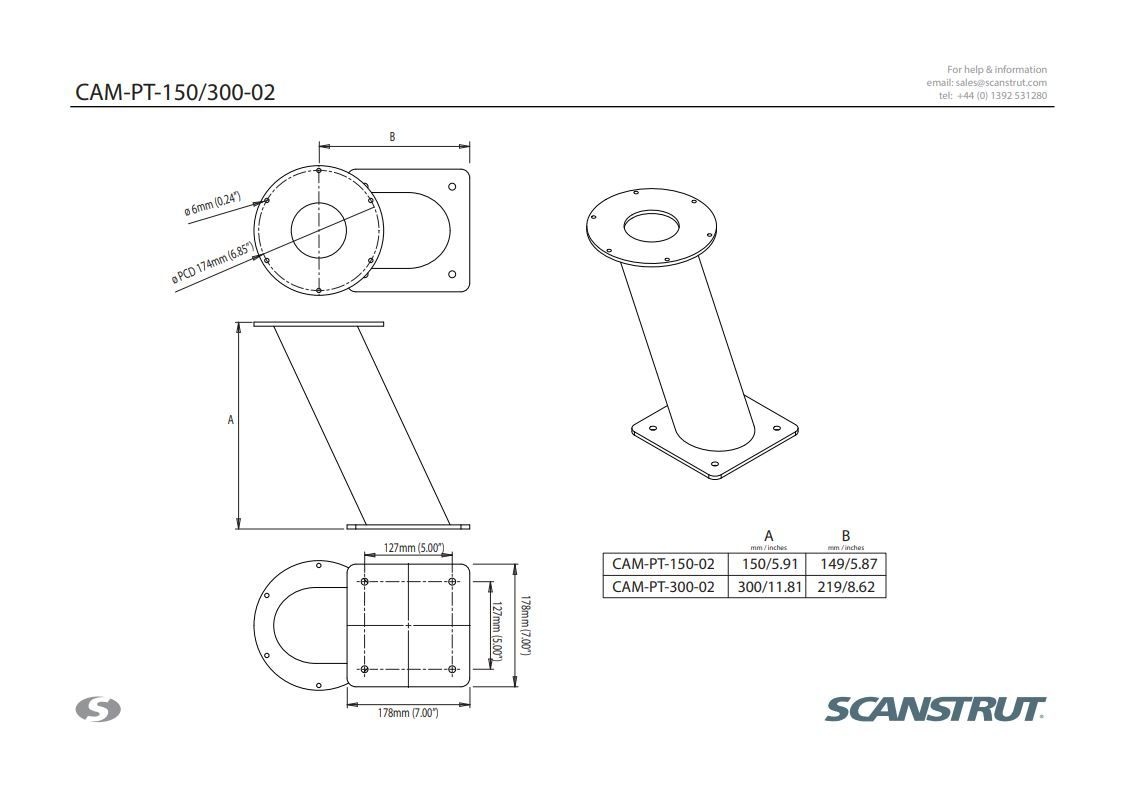 Scanstrut Camerabevestiging PowerTower 300 mm type 2