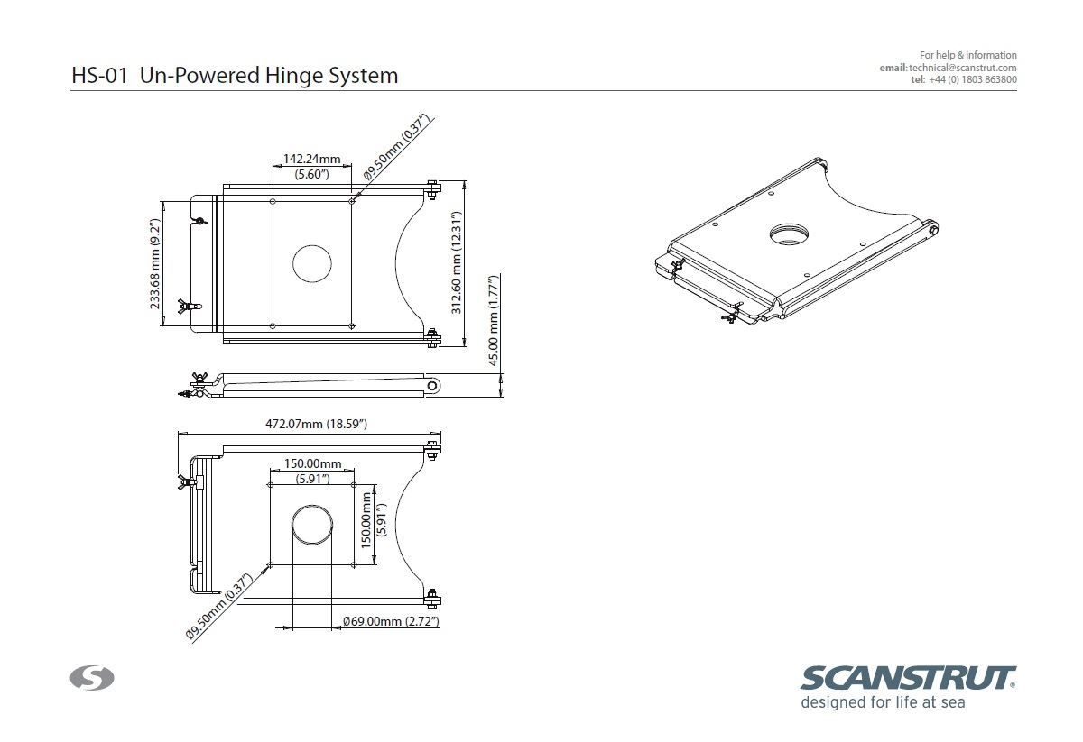 Scanstrut Kantelbare basis voor 30 cm satcom