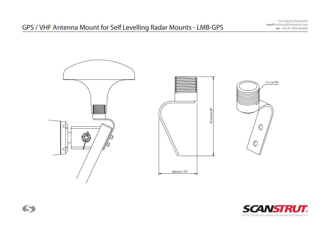 Scanstrut Mast bevestiging voor GPS / Marifoon antenne