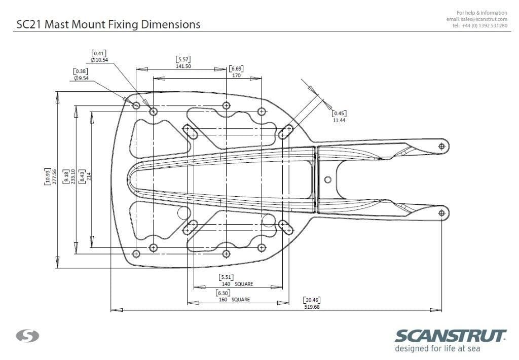 Scanstrut Mast bevestiging voor radar 24 inch