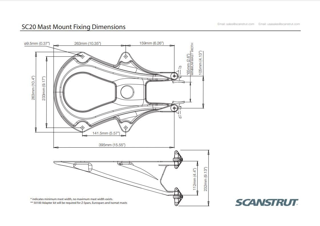 Scanstrut Mast bevestiging voor radar large