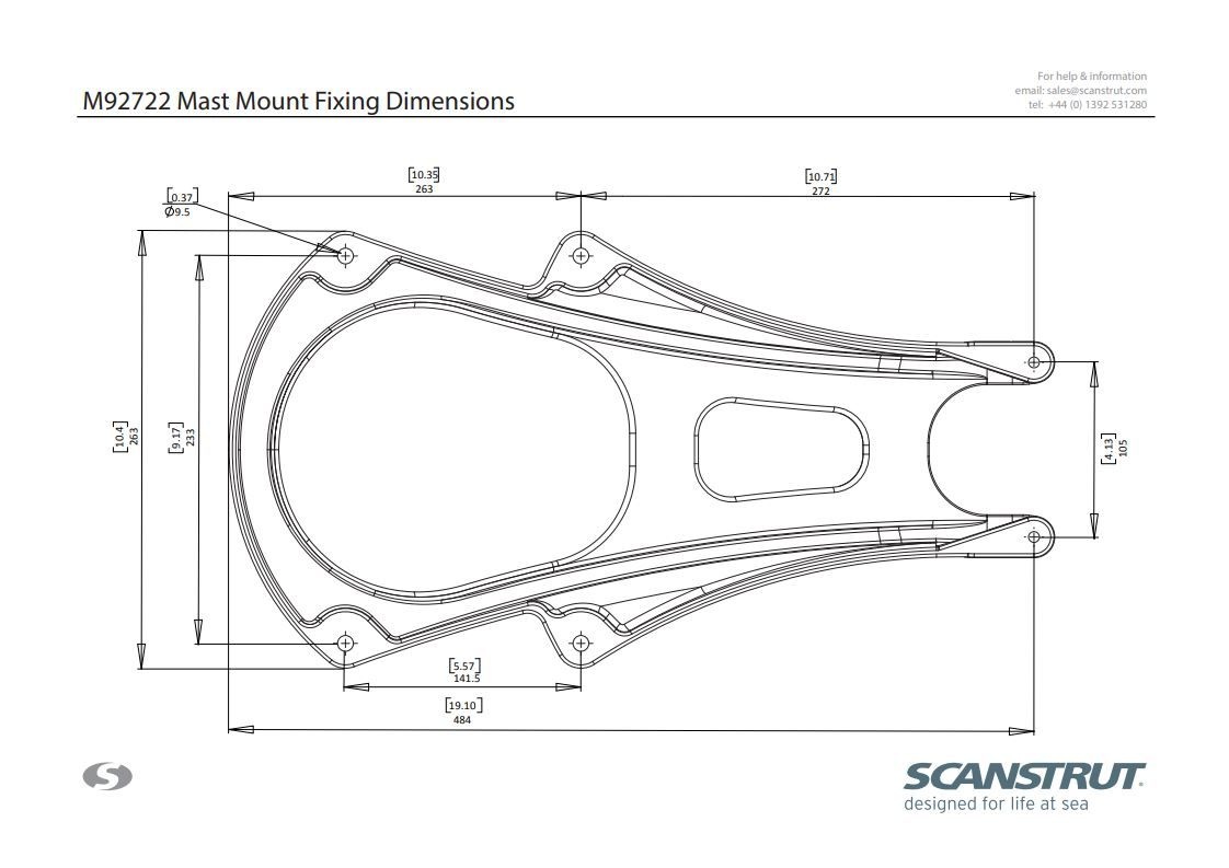 Scanstrut Mastbevestiging voor Raymarine RD418 serie