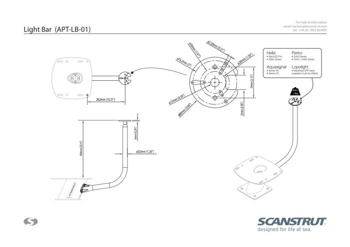 Scanstrut Montagesteun voor PowerTower verlichting, zwart