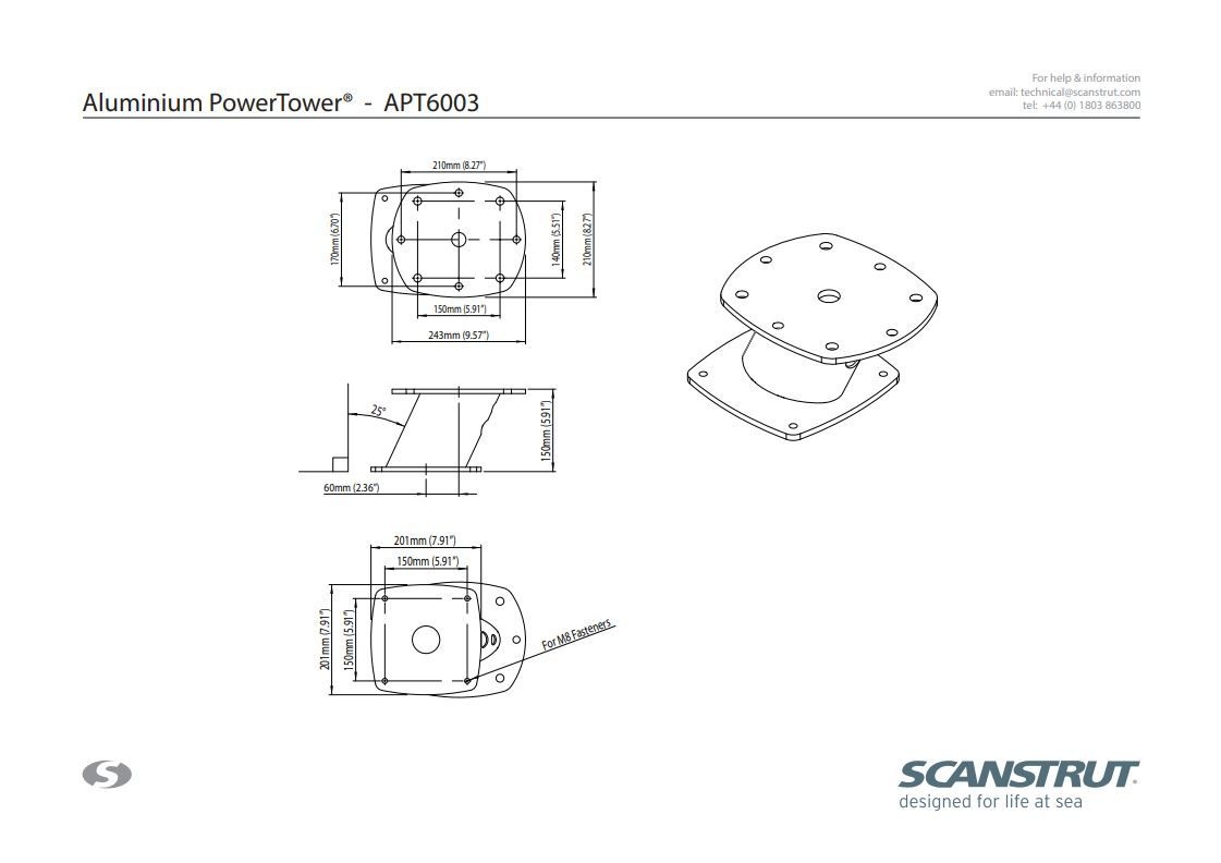 Scanstrut PowerTower aluminium 150 mm open array