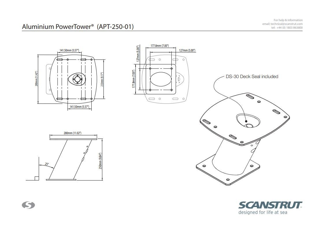 Scanstrut PowerTower aluminium 250 mm