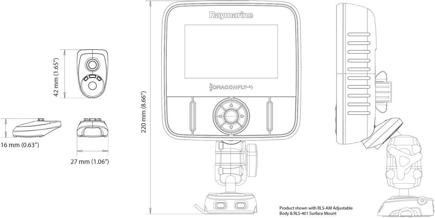 Scanstrut ROKK Mini top Raymarine Dragonfly 4 & 5 houder, foto 2 van 2