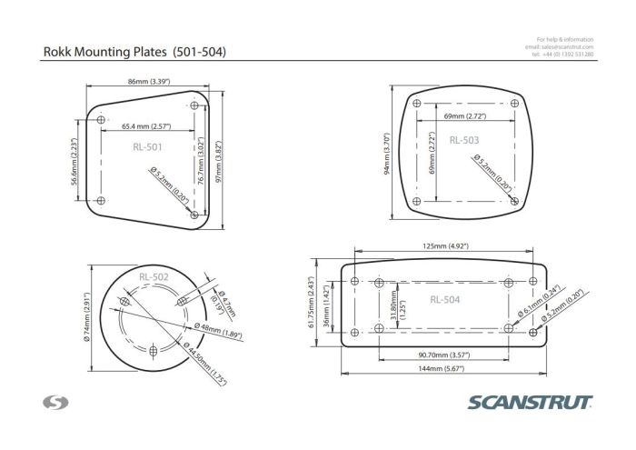 Scanstrut ROKK topplaat voor Lowrance Elite 5 / Mark 5 / Elite 4