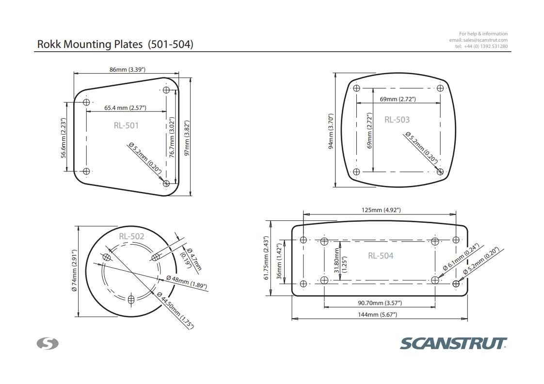 Scanstrut ROKK topplaat voor Raymarine en Lowrance