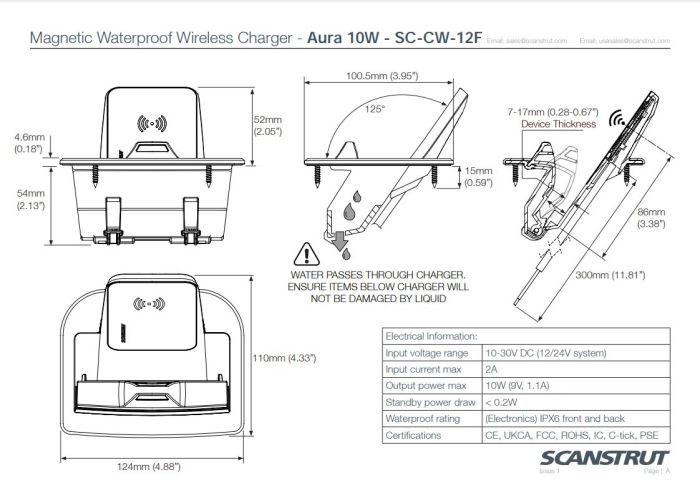 Scanstrut ROKK Wireless Aura oplader draadloos 10W (12/24V)