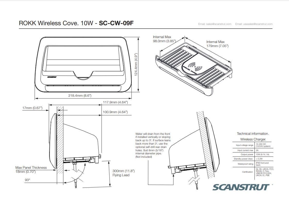 Scanstrut ROKK Wireless Cove oplader draadloos 10W (12/24V), foto 6 van 6