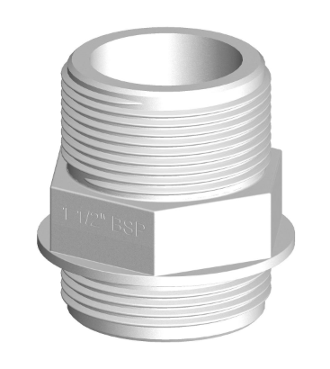 Trudesign Kunststof Verbinder met draadeinde 1½” x 1½”