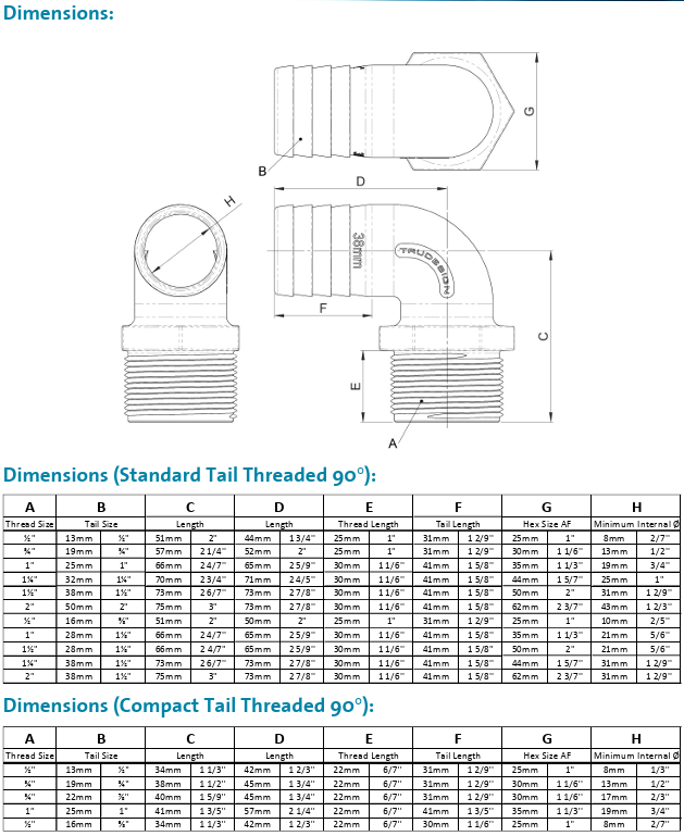 Trudesign Tule 90° buitendraad
