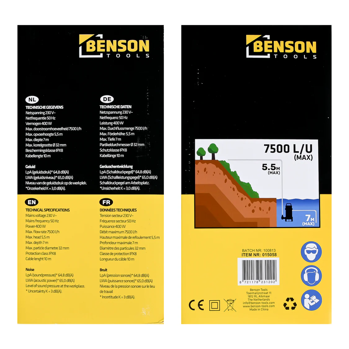 Benson Dompelpomp 400 W 7500 L/U