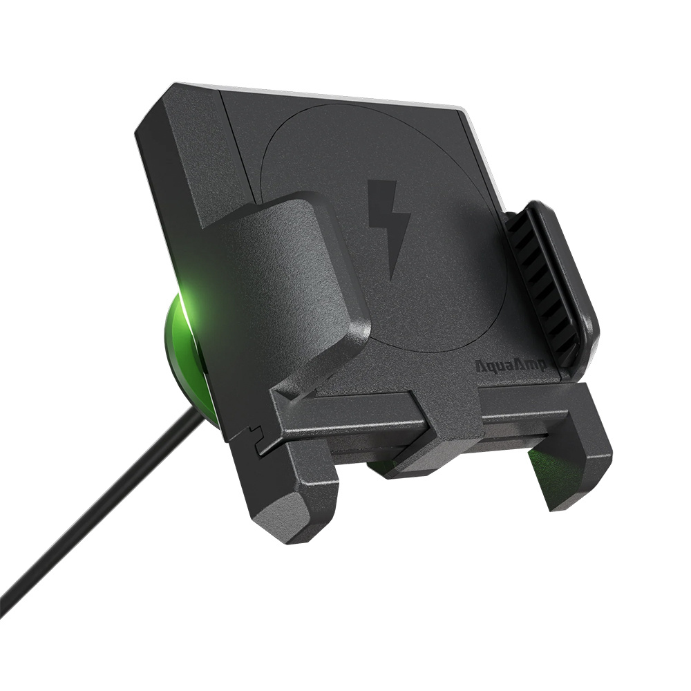 AquaAmp 915-SS Verticale slanke klemhouder met LED, 15W Qi2, standaard magneet