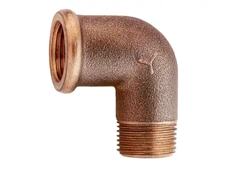  Bronzen bocht 90 graden binnen-buitendraad