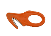 Veiligheidsmes met lederen schede oranje