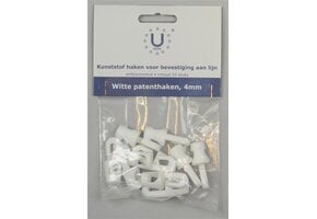 U-Rope Kunststof haken voor bevestiging aan lijn nylon 4 mm wit