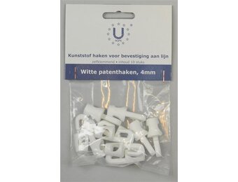 U-Rope Kunststof haken voor bevestiging aan lijn nylon 4 mm wit