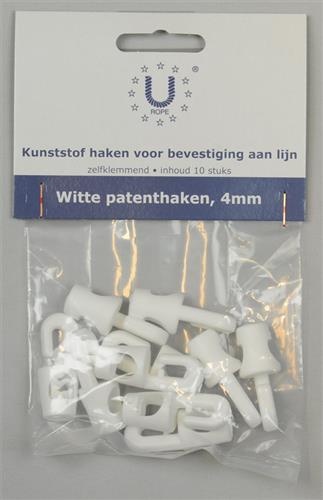 U-Rope Kunststof haken voor bevestiging aan lijn nylon 4 mm wit