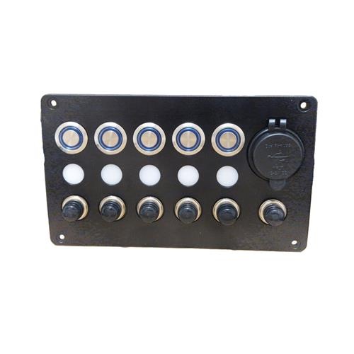 Hollex Schakelpaneel IP65 DC12/24V 15A dual USB-C LED blauw