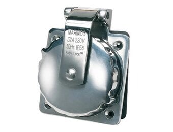 Marinco 32A 230V easy lock inlaat roestvrij staal met behuizing