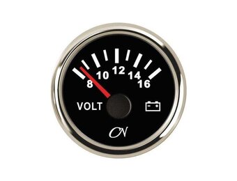CN Voltmeter analoog 8-16V Zwart-Chroom