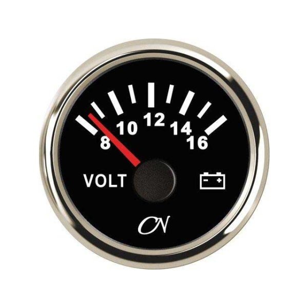 CN Voltmeter analoog 8-16V Zwart-Chroom