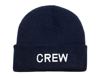  Warme muts met opschrift opschrift: crew