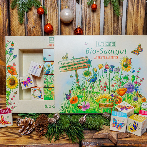 Saat & Gut BIO Alte Sorten SCHMETTERLING Saatgut Würfel-Adventskalender