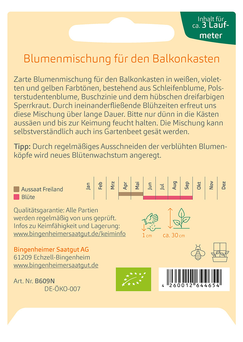 Bingenheimer Saatgut BIO-Blühender Balkon - Sommerblumenmischung