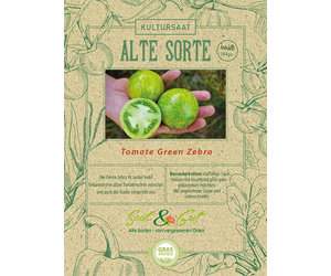 BIO-Tomatensamen 'Green Zebra' – Seltene Salattomate, Grün-gelb Gestreift, Für Ca. 15 Pflanzen, Portioniert