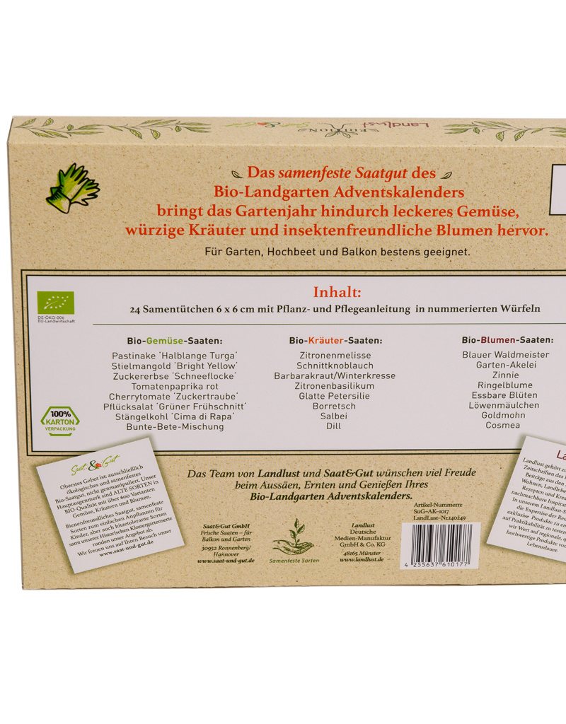 Saat & Gut BIO Landgarten Saatgut Würfel-Adventskalender