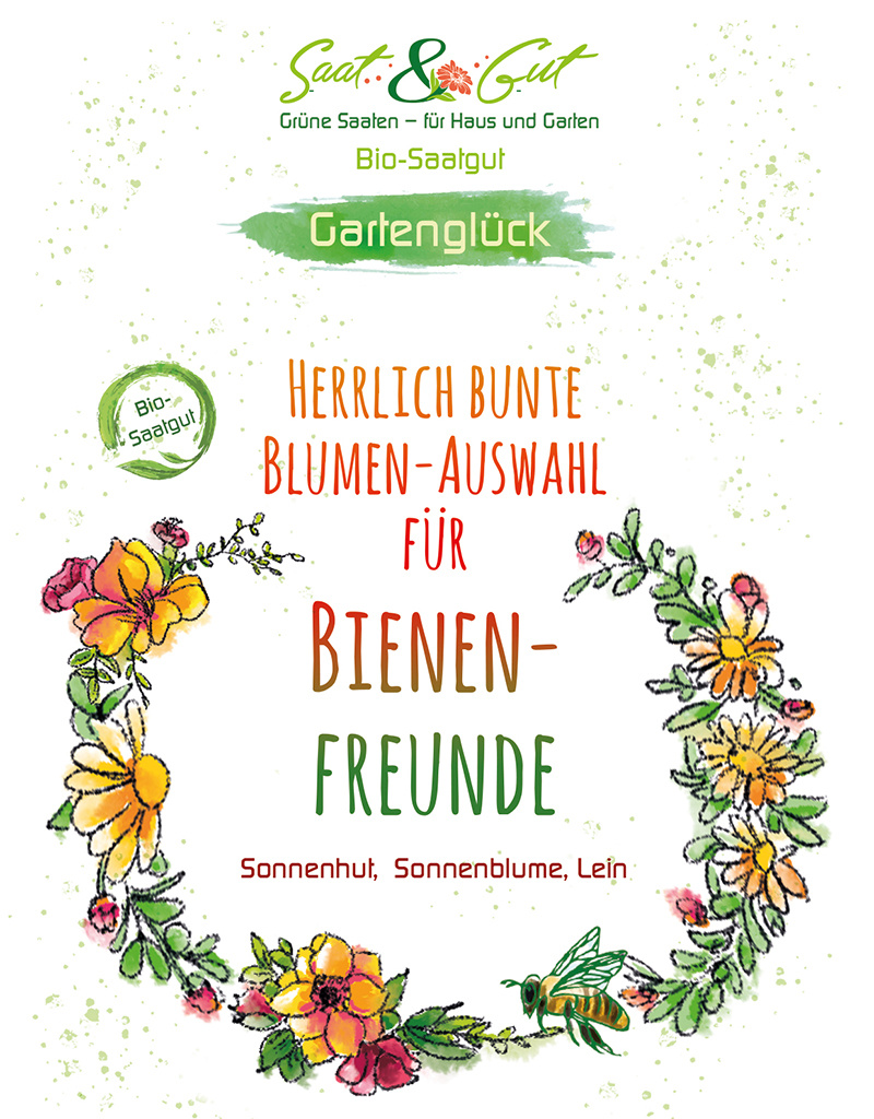 Saat & Gut BIO-Saatgut Geschenk-Tüte "Herrlich bunte Blumen-Auswahl f. Bienenfreunde"