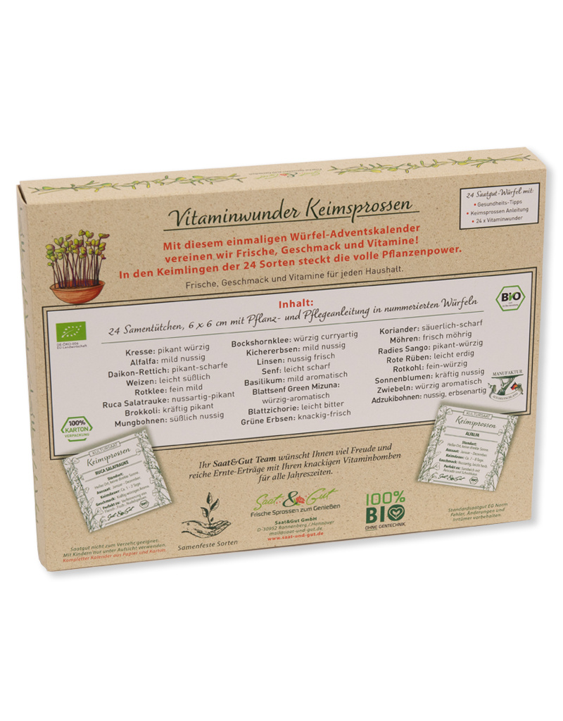 Saat & Gut BIO Keimsprossen Saatgut Würfel-Adventskalender
